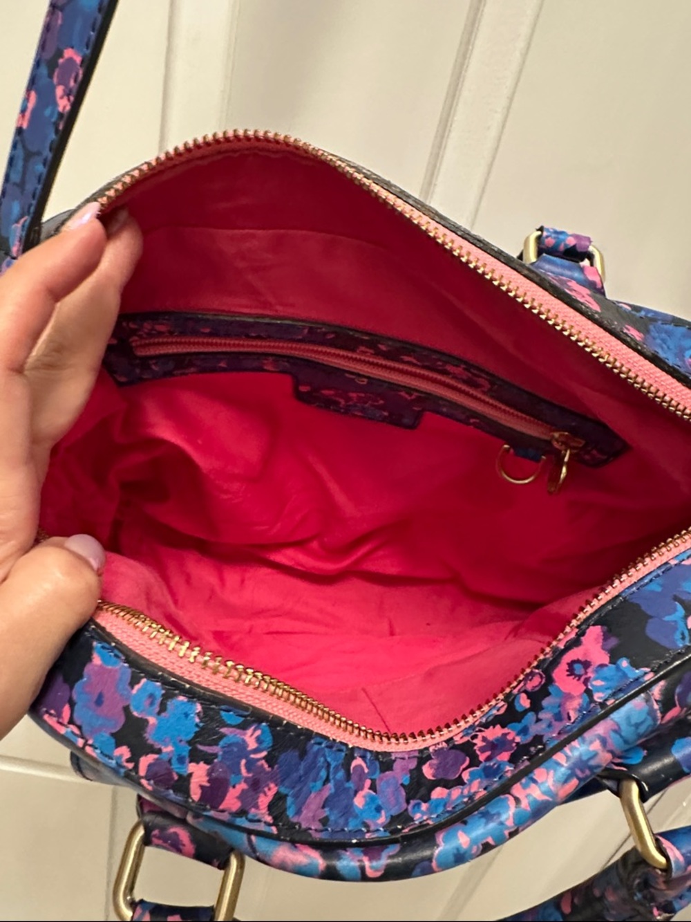 Boden Floral Satchel - Blue & Pink - Picture 5 of 13